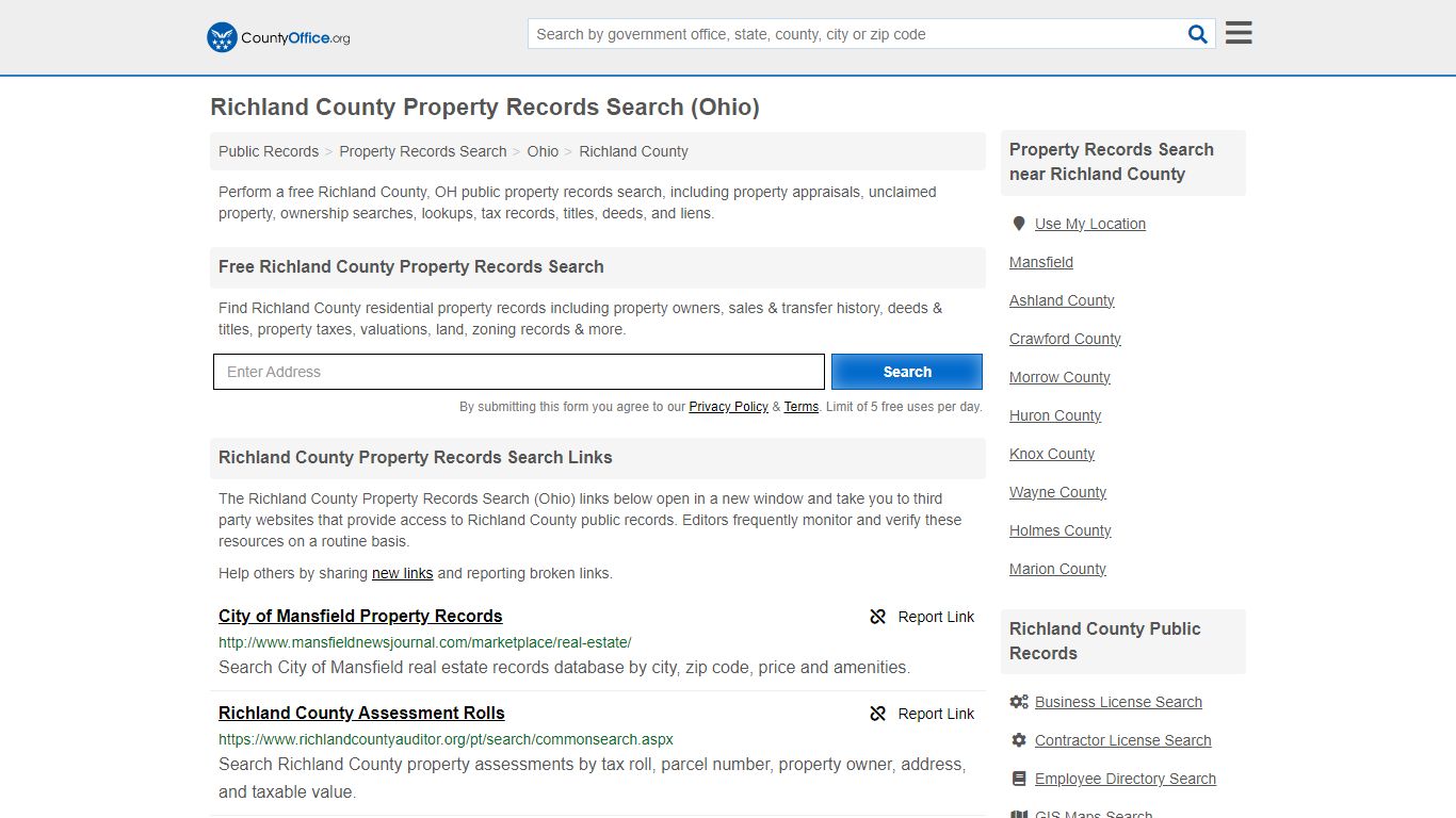 Richland County Property Records Search (Ohio) - County Office